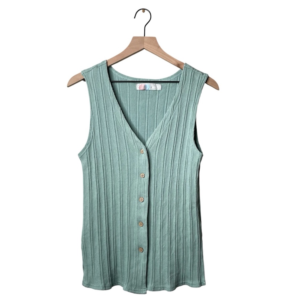 Free People Dana Knit Tank Top Button Vest FP Beach Boho - Picture 2 of 11